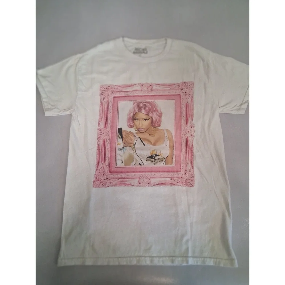 Nicki Minaj Graphic T-Shirt White Pink Framed Portrait Tour Merch Small